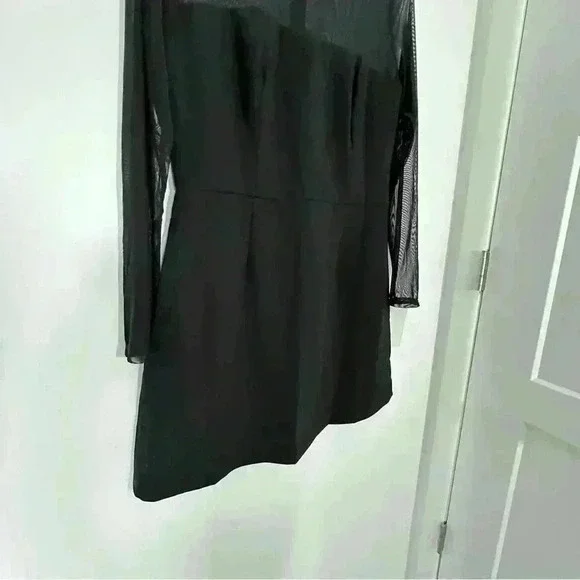 NWT French Connection Sheer Long Sleeve A Line Dress | Black | SZ‎ 10 - Picture 6 of 11